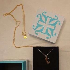 Gold Tone Inital "t" Necklace "Kate    48" 18 Inch